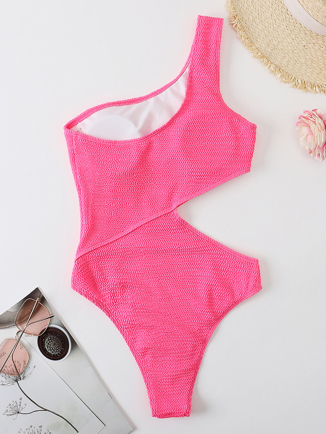 Cutout One Shoulder One-Piece Swimwear