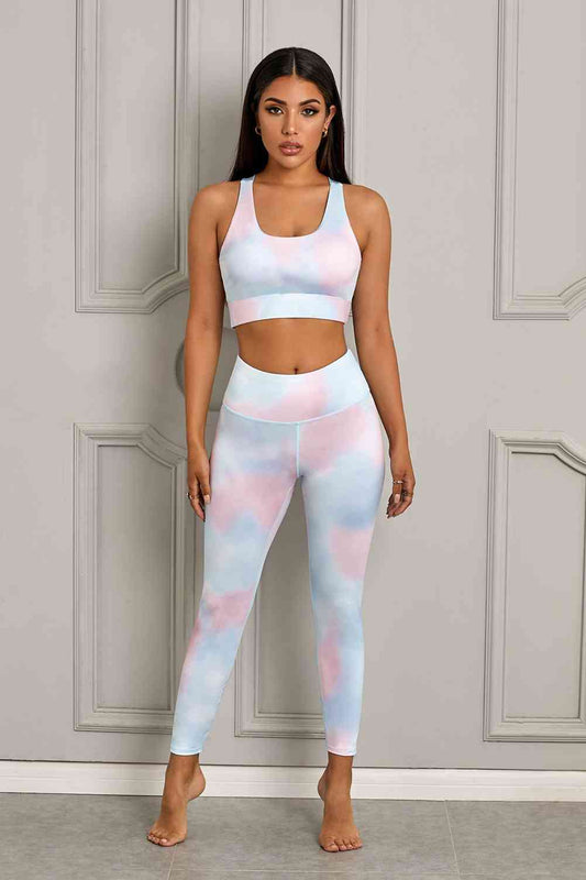 Printed Sports Bra and Leggings Set